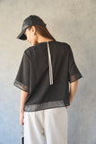シアーミックスブラウスTシャツ　BLACK