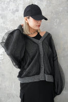 チュールドッキングカーディガン　Charcoalgrey