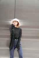 テールカットオーバーロングTシャツ Black