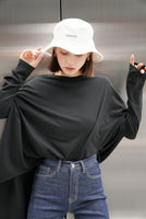 テールカットオーバーロングTシャツ Black