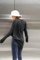 テールカットオーバーロングTシャツ Black