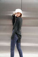 テールカットオーバーロングTシャツ Black