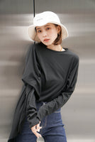 テールカットオーバーロングTシャツ Black