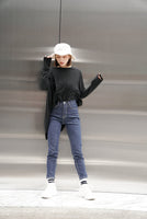 テールカットオーバーロングTシャツ Black