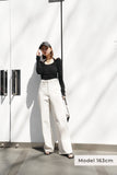 デザインカット リブ トップス Black