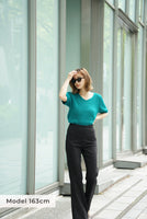 Vネックニットトップス Turquoise
