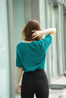 Vネックニットトップス Turquoise
