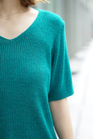 Vネックニットトップス Turquoise