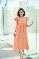 袖フリルワンピース Orange