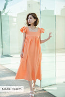 袖フリルワンピース Orange