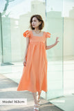 袖フリルワンピース Orange