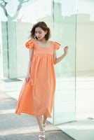 袖フリルワンピース Orange