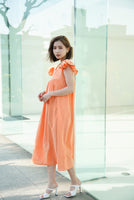 袖フリルワンピース Orange