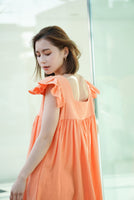 袖フリルワンピース Orange