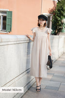 袖フリルワンピース Beige
