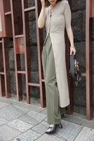 フロントボタンＶネックリブワンピース Beige