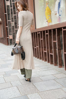 フロントボタンＶネックリブワンピース Beige