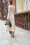 フロントボタンＶネックリブワンピース Beige