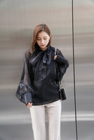 シャイニーリボンブラウス Black