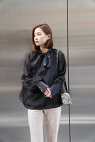 シャイニーリボンブラウス Black