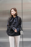 シャイニーリボンブラウス Black
