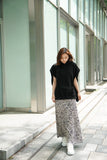 ヒョウ柄Ｉラインスカート Black