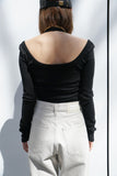デザインカット リブ トップス Black