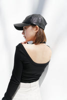 デザインカット リブ トップス Black