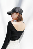 デザインカット リブ トップス Black