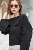 レイヤードニットトップス Black