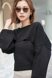 レイヤードニットトップス Black