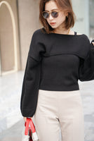 レイヤードニットトップス Black