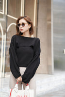 レイヤードニットトップス Black
