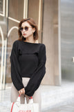 レイヤードニットトップス Black