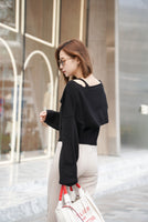 レイヤードニットトップス Black
