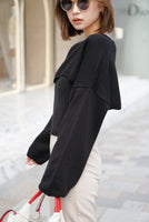 レイヤードニットトップス Black
