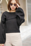 レイヤードニットトップス Black